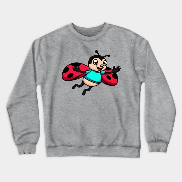 Cute Anthropomorphic Human-like Cartoon Character Ladybug in Clothes Crewneck Sweatshirt by Sticker Steve